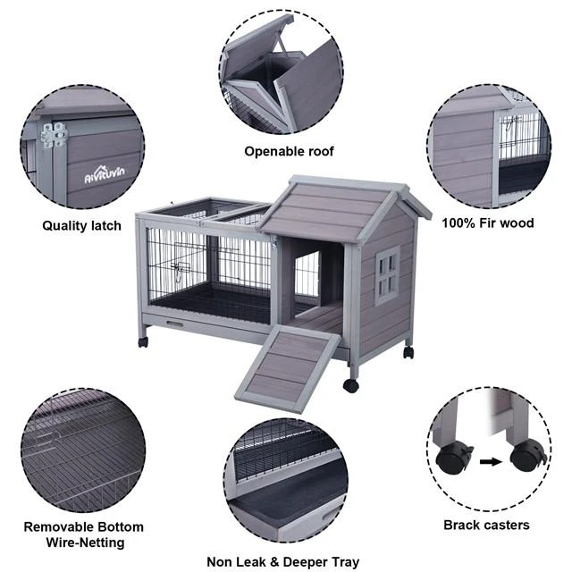 Mia's Pet Supply Rabbit Hutch - Durable Bunny Cage with Accessories for Indoor & Outdoor Use 4 Mia's Pet Supply Rabbit Hutch, Bunny Cage Rabbit Houses & Accessories