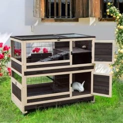 Mia's Pet Supply Rabbit Houses & Accessories Rabbit Hutch Bunny Cage Indoor And Outdoor