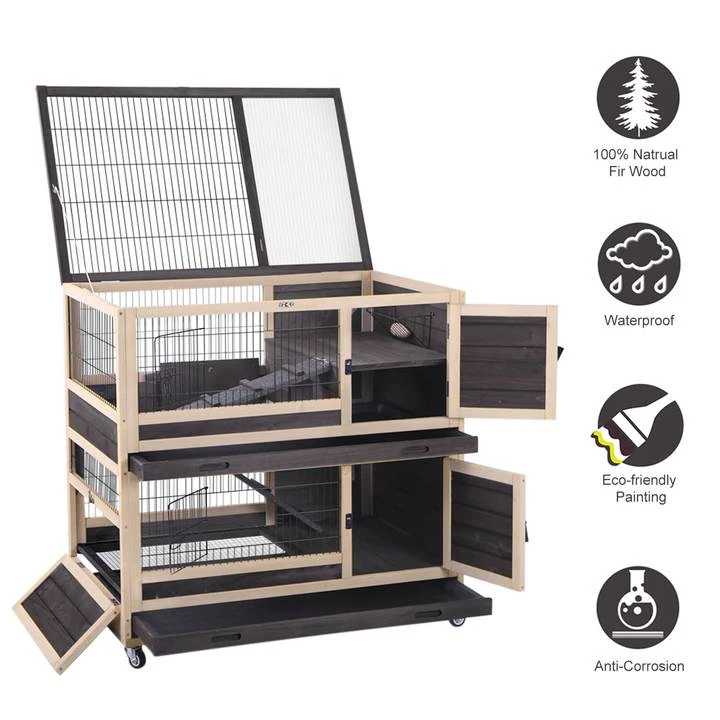 Mia's Pet Supply Rabbit Hutch - Indoor & Outdoor Bunny Cage with Accessories 5 Mia's Pet Supply Rabbit Houses & Accessories Rabbit Hutch Bunny Cage Indoor And Outdoor