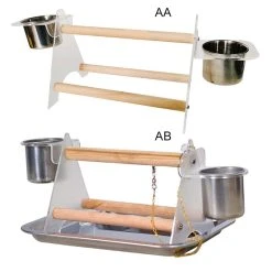 Mia's Pet Supply Small Medium Parrot Bird Perch Table Top Acrylic Stand With 2 Feeding Cups For Water And Food Aviary & Perches