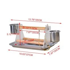 Mia's Pet Supply Small Medium Parrot Bird Perch Table Top Acrylic Stand With 2 Feeding Cups For Water And Food Aviary & Perches