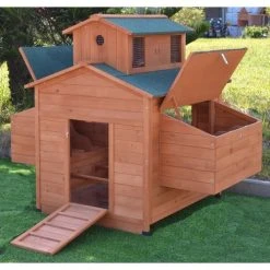 Mia's Pet Supply Chicken Coop Cages Deluxe Large Wood Chicken Coop Backyard Hen House