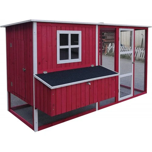 Mia's Pet Supply 87" Wooden Chicken Coop with Nesting Box & Run for 4-8 Chickens | Backyard Hen House 2 Mia's Pet Supply 87" Wood Chicken Coop Backyard Hen House 4-8 Chickens Nesting Box & Run New Chicken Coop Cages